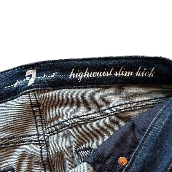 7 For All Mankind Jeans Womens 31 Highwaist Slim Kick Ankle Distressed Raw Hem - Picture 14 of 15